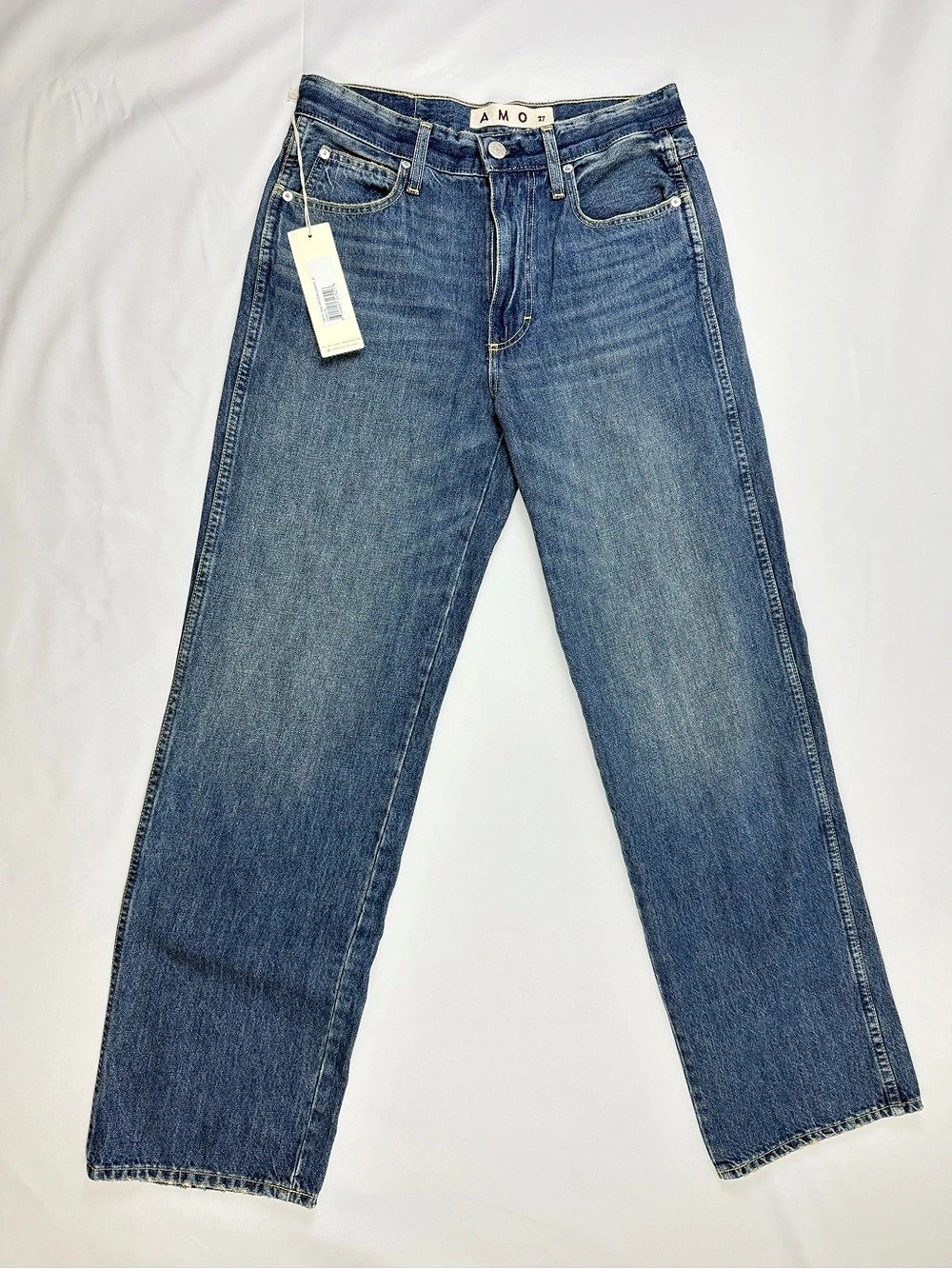 NWT AMO Annette Jeans 27 Persuasion High Rise Wide Leg 100% Cotton Denim
